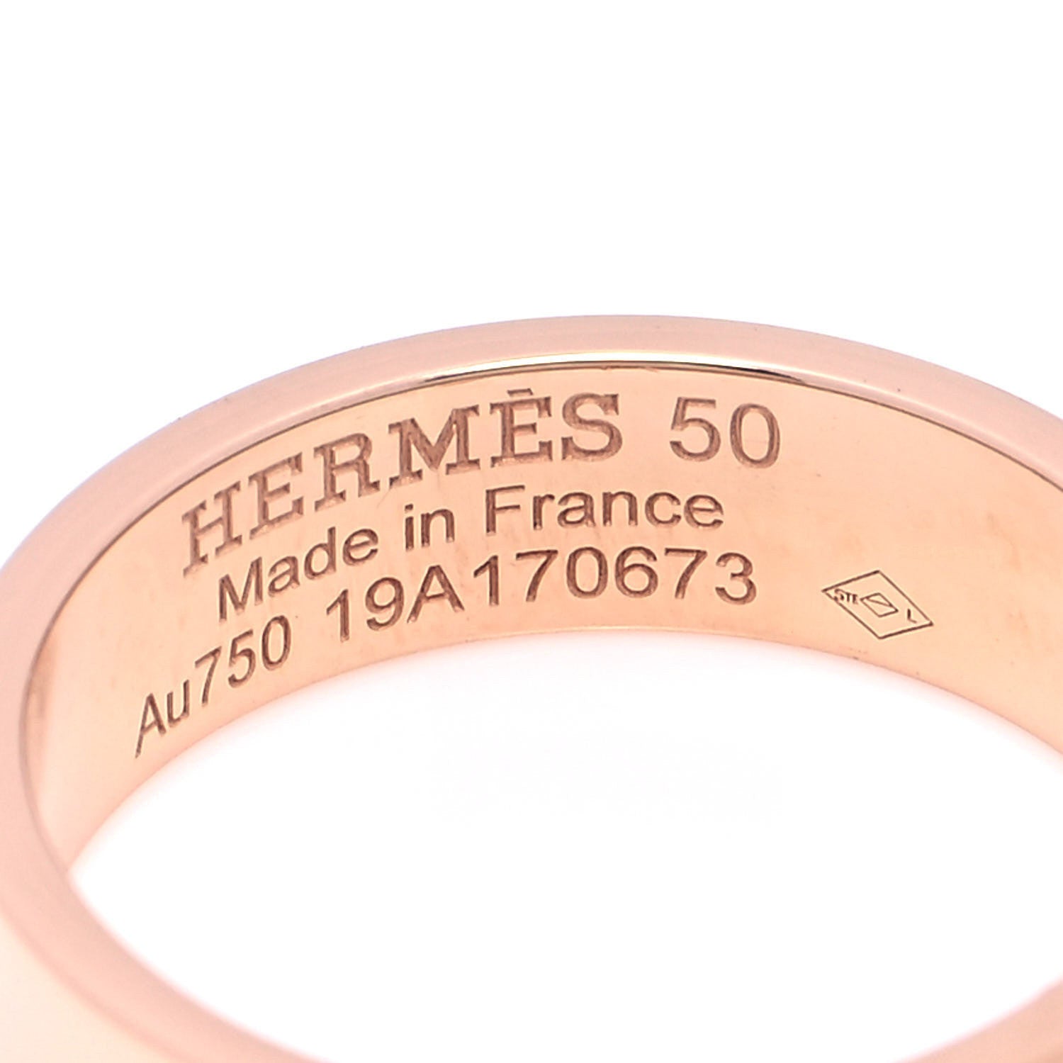 Hermes 18K Rose Gold Diamond PM Kelly Ring 50 5.25 5 of 5