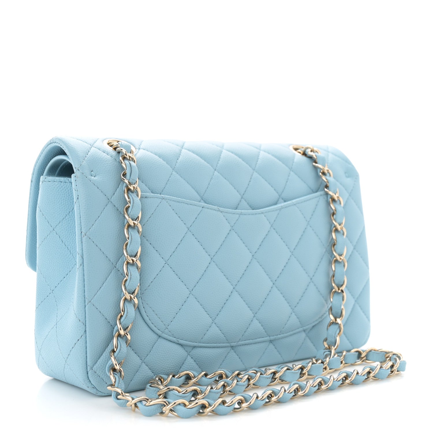 Chanel Caviar Quilted Small Double Flap Light Blue 3 of 14