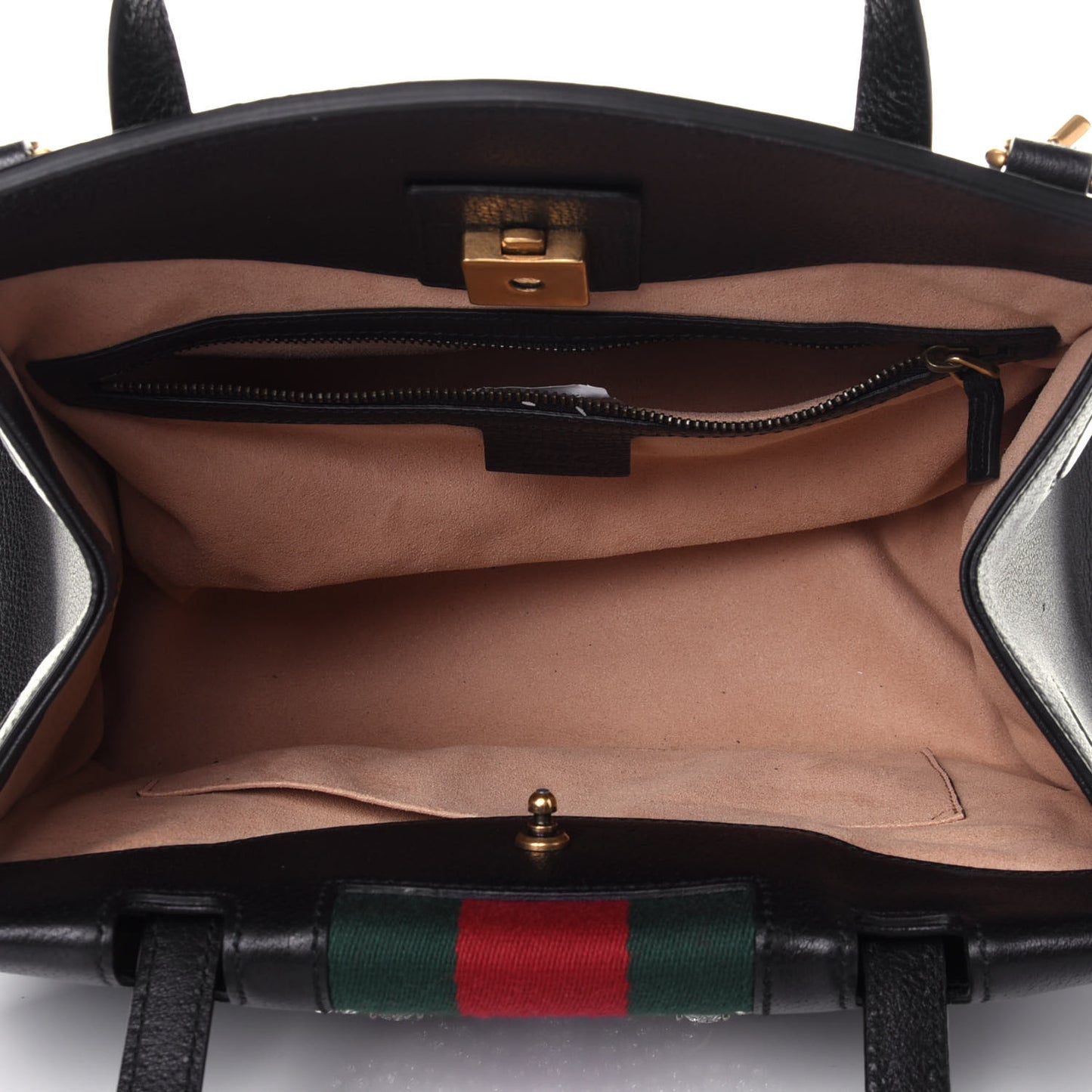Grained Calfskin Web Crystal Butterfly Stripe Medium Totem Top Handle Bag Black