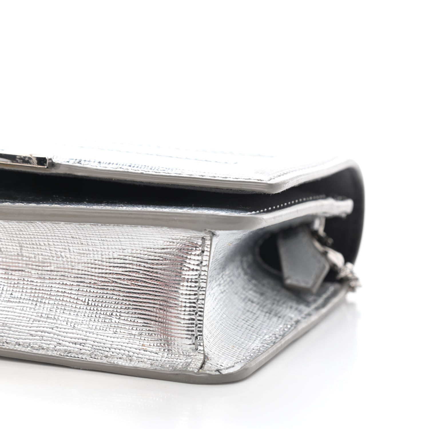 Fendi Vitello Mirror Elite Tube Wallet on Chain Silver 7 of 10