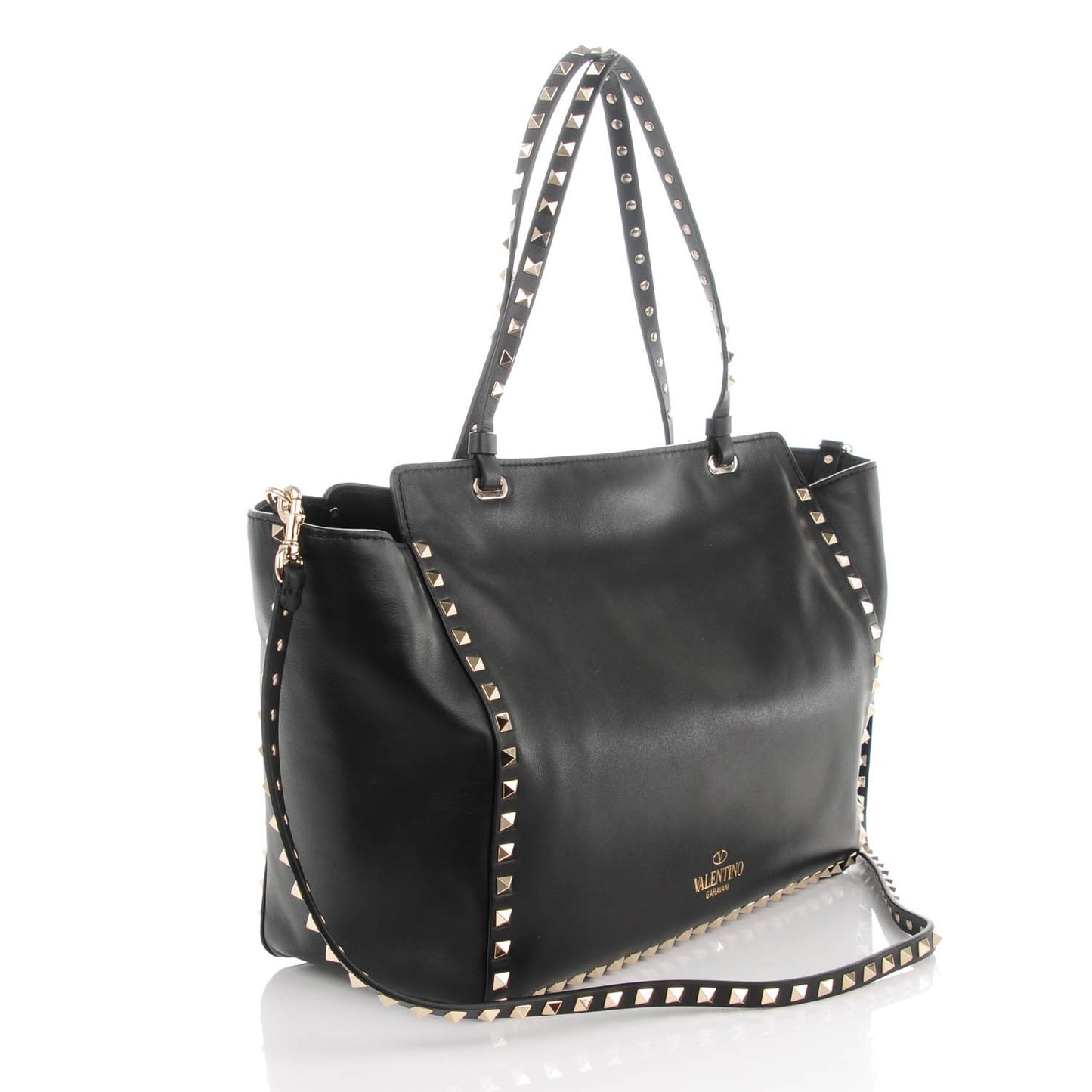 Vitello Medium Rockstud Tote Black
