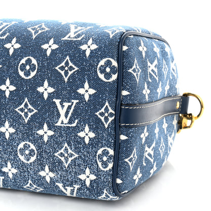 Louis Vuitton Monogram Jacquard Denim Speedy Bandouliere 25 Bleu 10 of 10