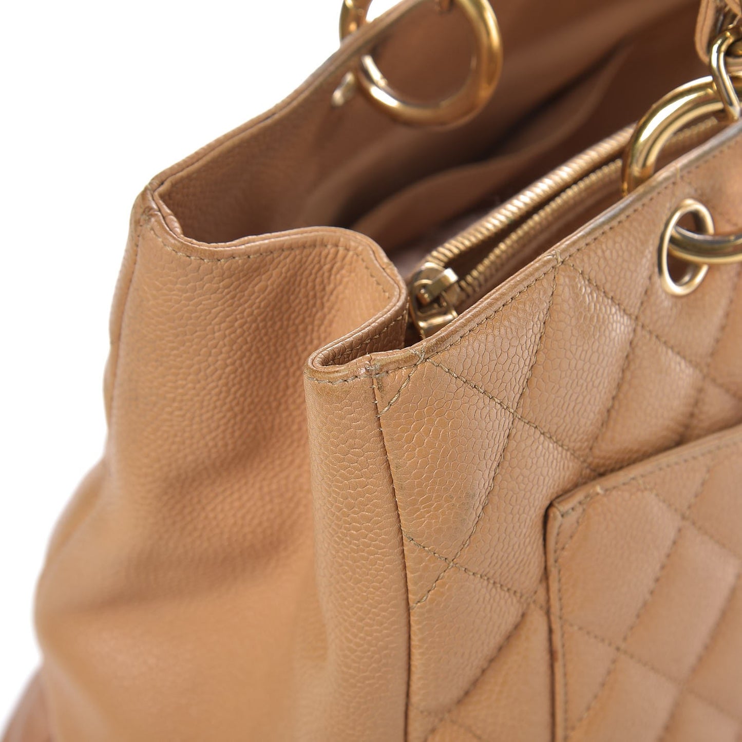 Caviar Quilted Grand Shopping Tote GST Beige