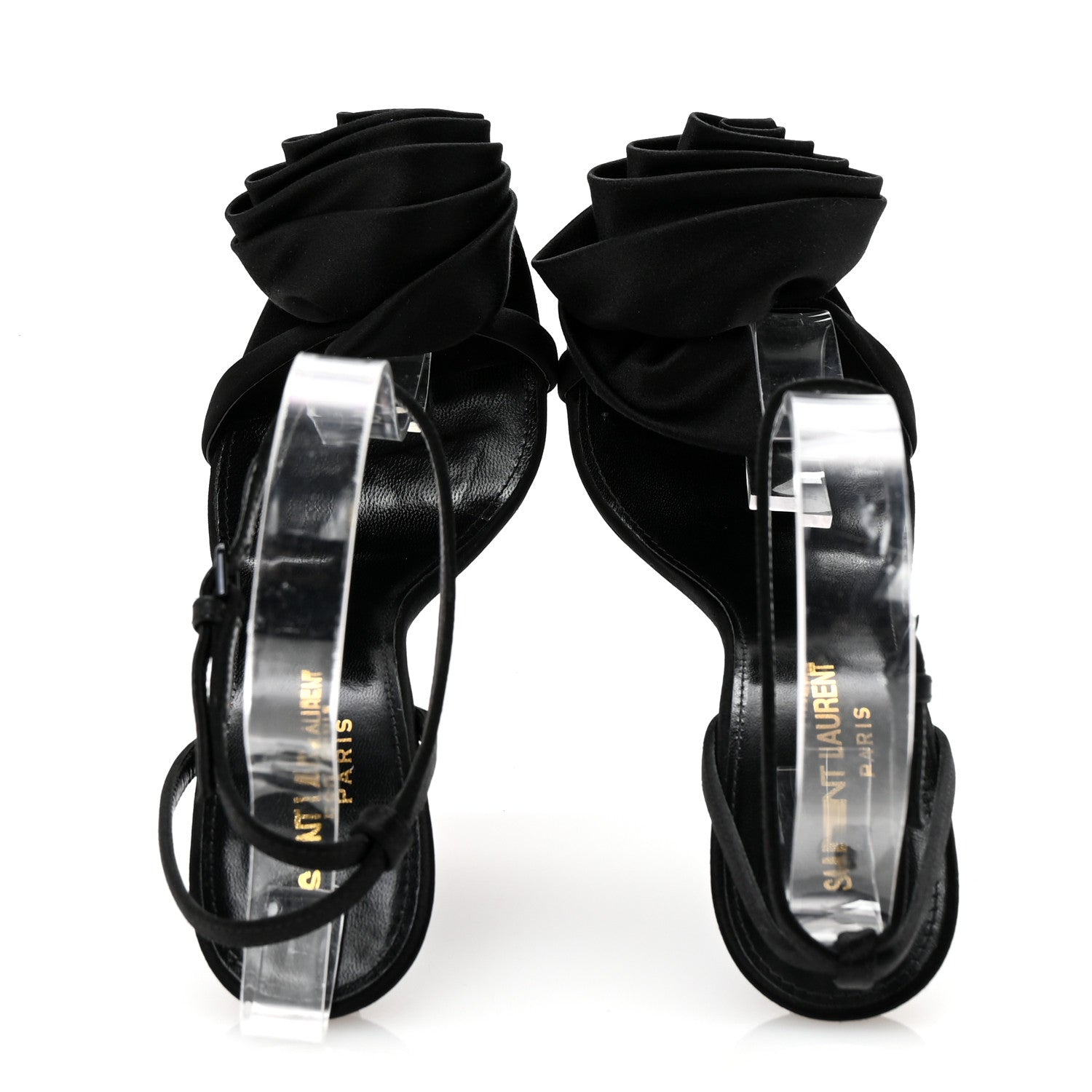 Saint Laurent Satin Ivy 100 Ankle Strap Sandals 36 Black 2 of 9