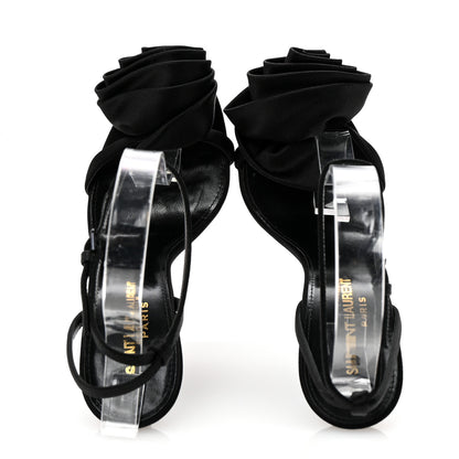 Saint Laurent Satin Ivy 100 Ankle Strap Sandals 36 Black 2 of 9