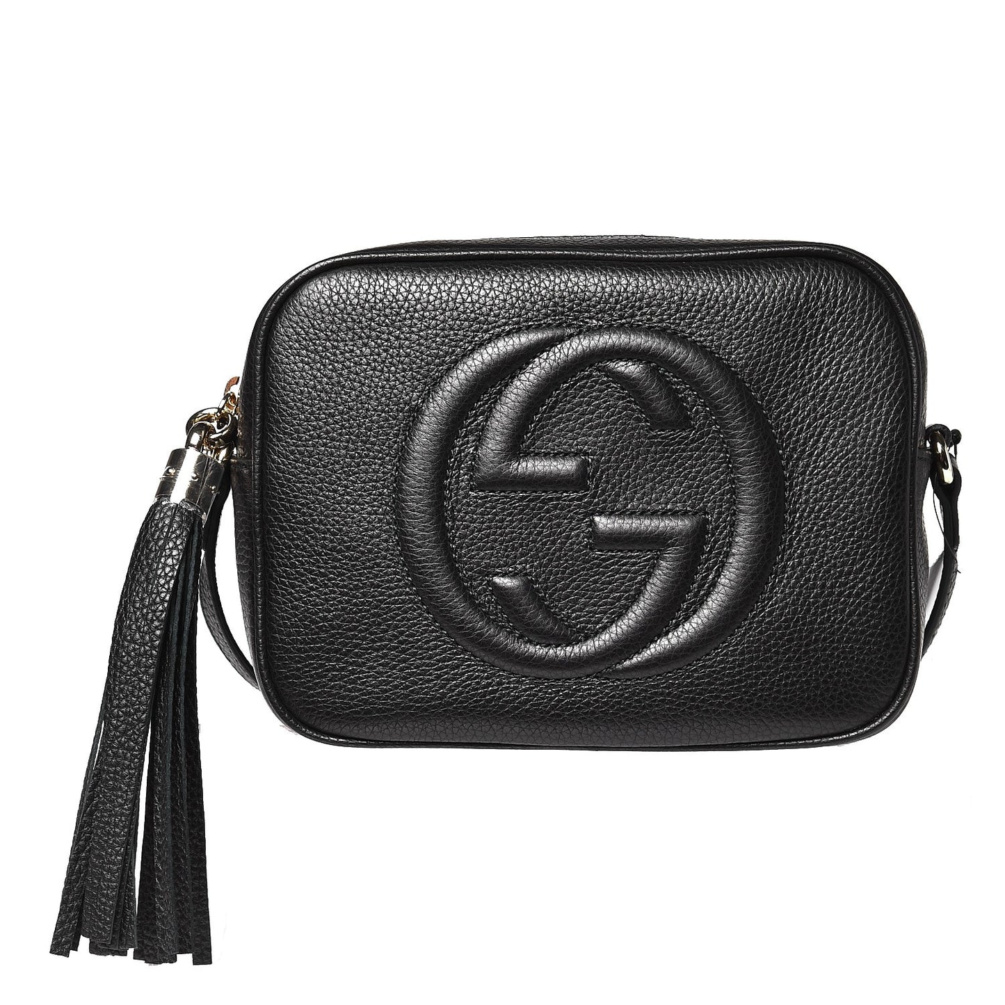 Pebbled Calfskin Small Soho Disco Bag Black