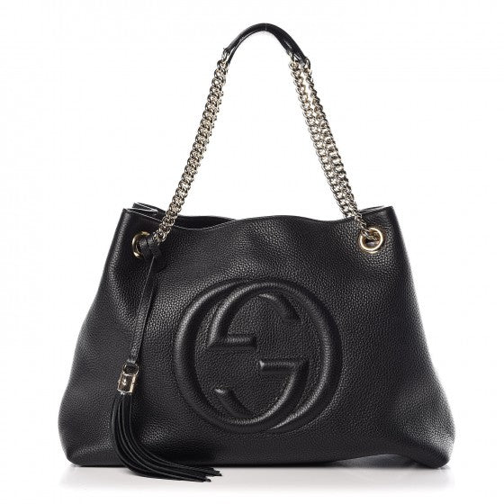 Gucci Pebbled Calfskin Medium Soho Chain Shoulder Bag Black 1 of 7