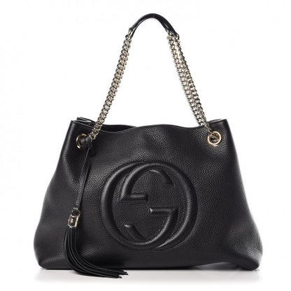 Gucci Pebbled Calfskin Medium Soho Chain Shoulder Bag Black 1 of 7