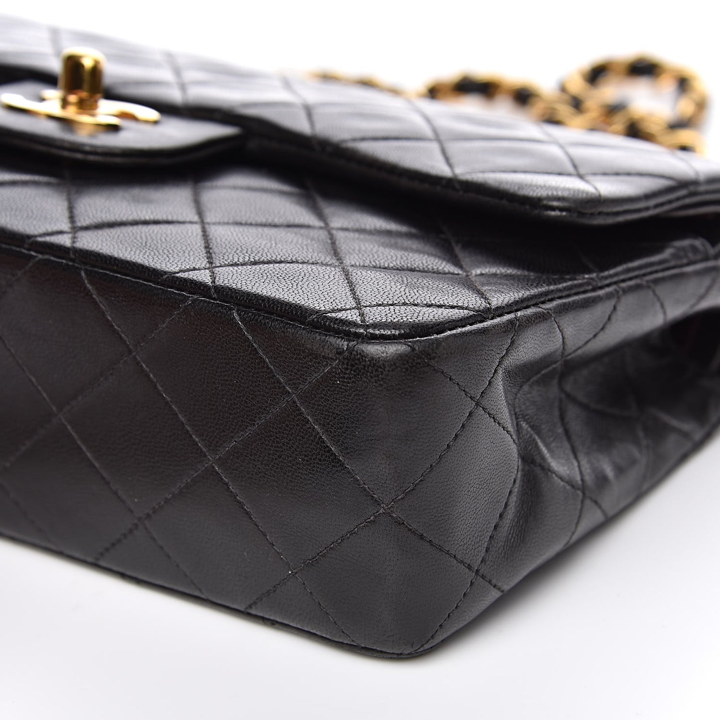 Lambskin Quilted Small Double Flap Black