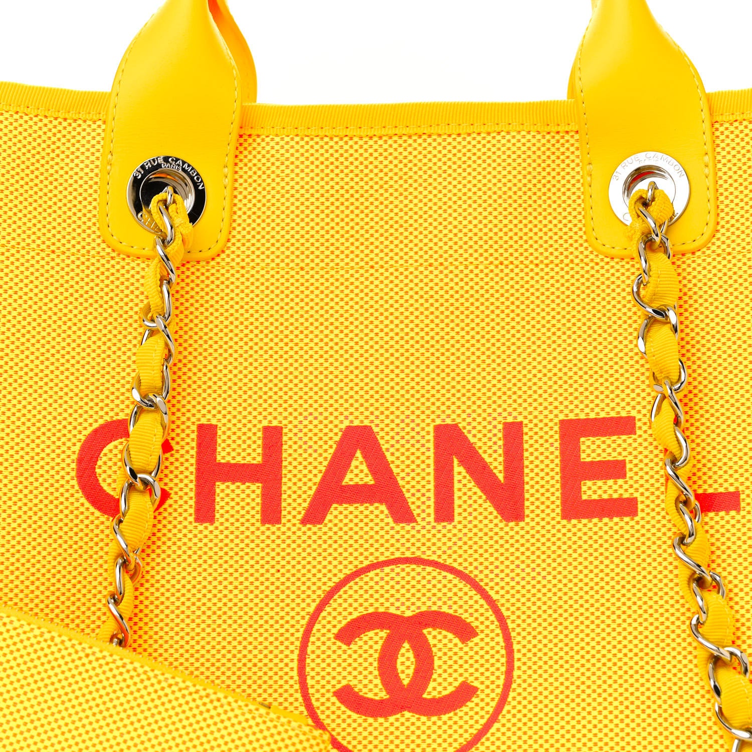 Chanel Mixed Fibers Small Deauville Tote Yellow Orange 8 of 10