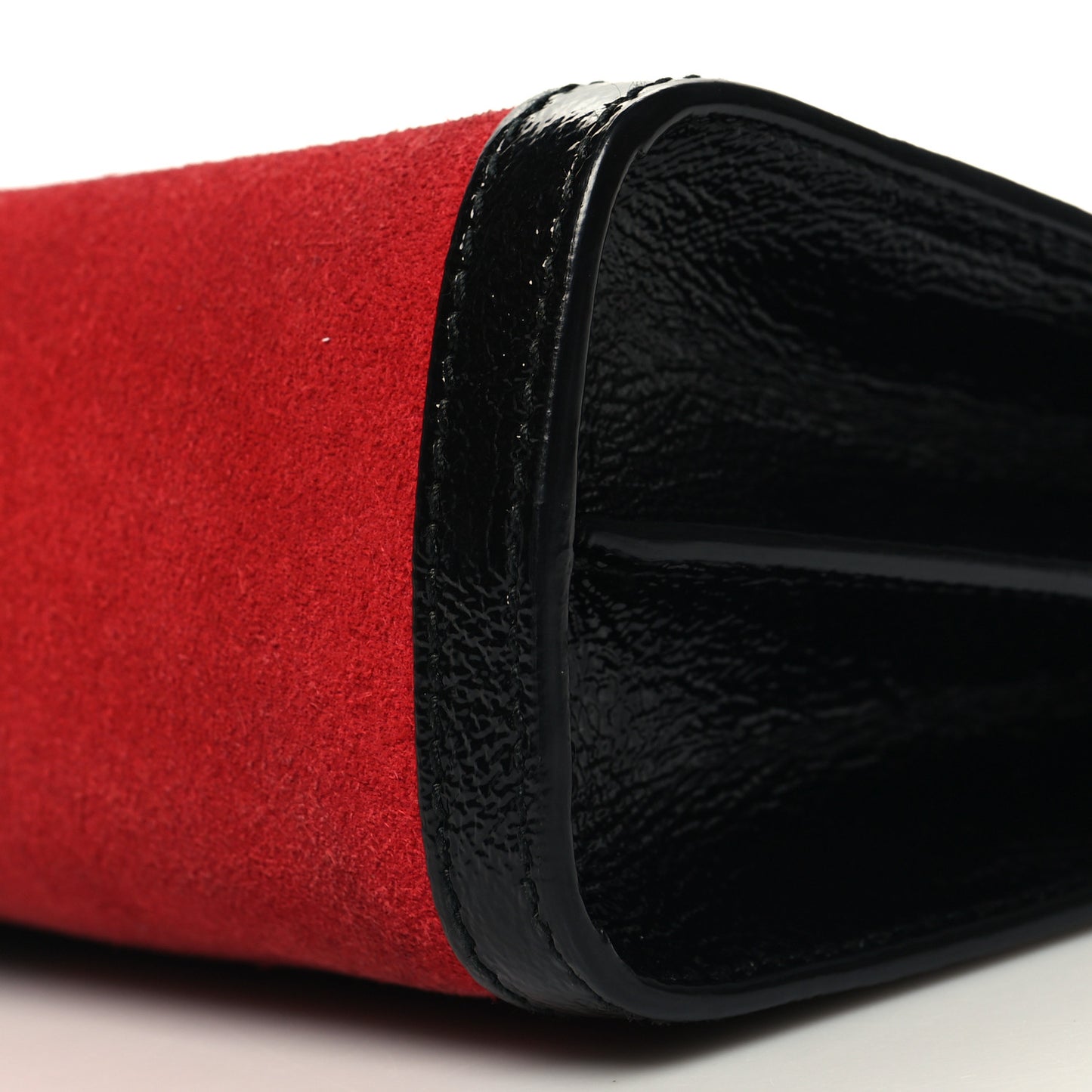 Suede Patent Web Small Ophidia Chain Shoulder Bag Hibiscus Red Black