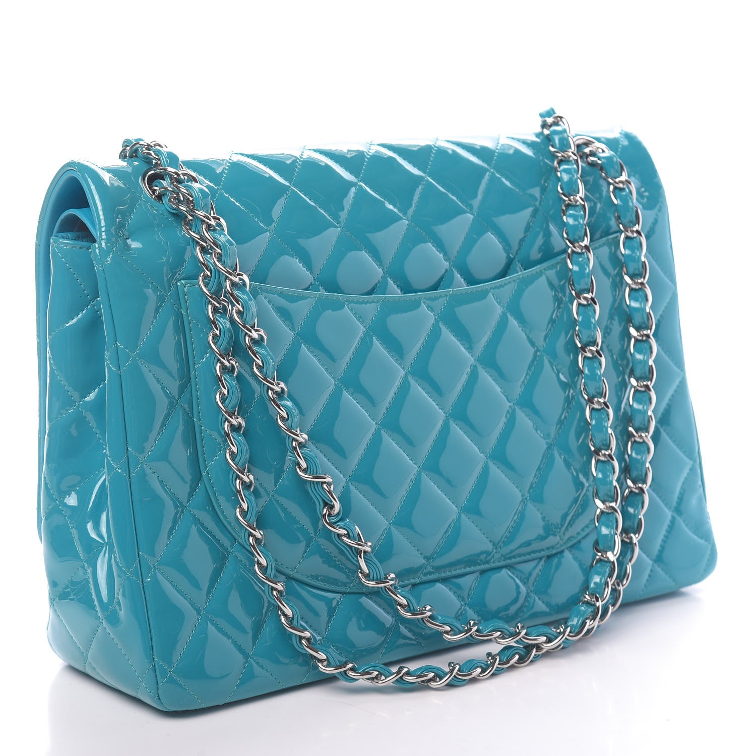 Chanel Patent Quilted Maxi Double Flap Blue 3 of 11