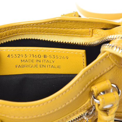 Balenciaga Chevre Silver Metallic Edge Hardware Nano City Jaune Epi 7 of 9