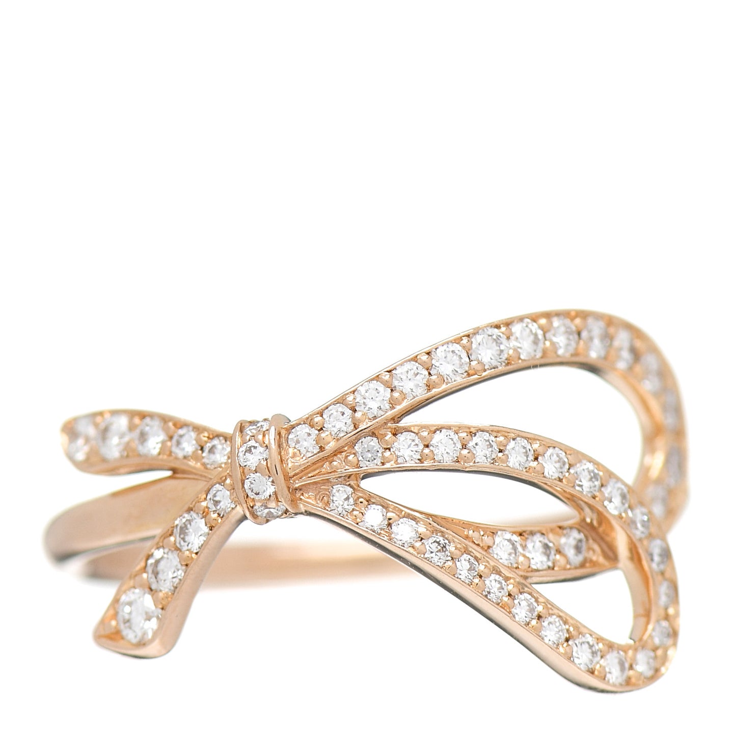 18K Rose Gold Diamond .40ct Bow Ring 54 6.75