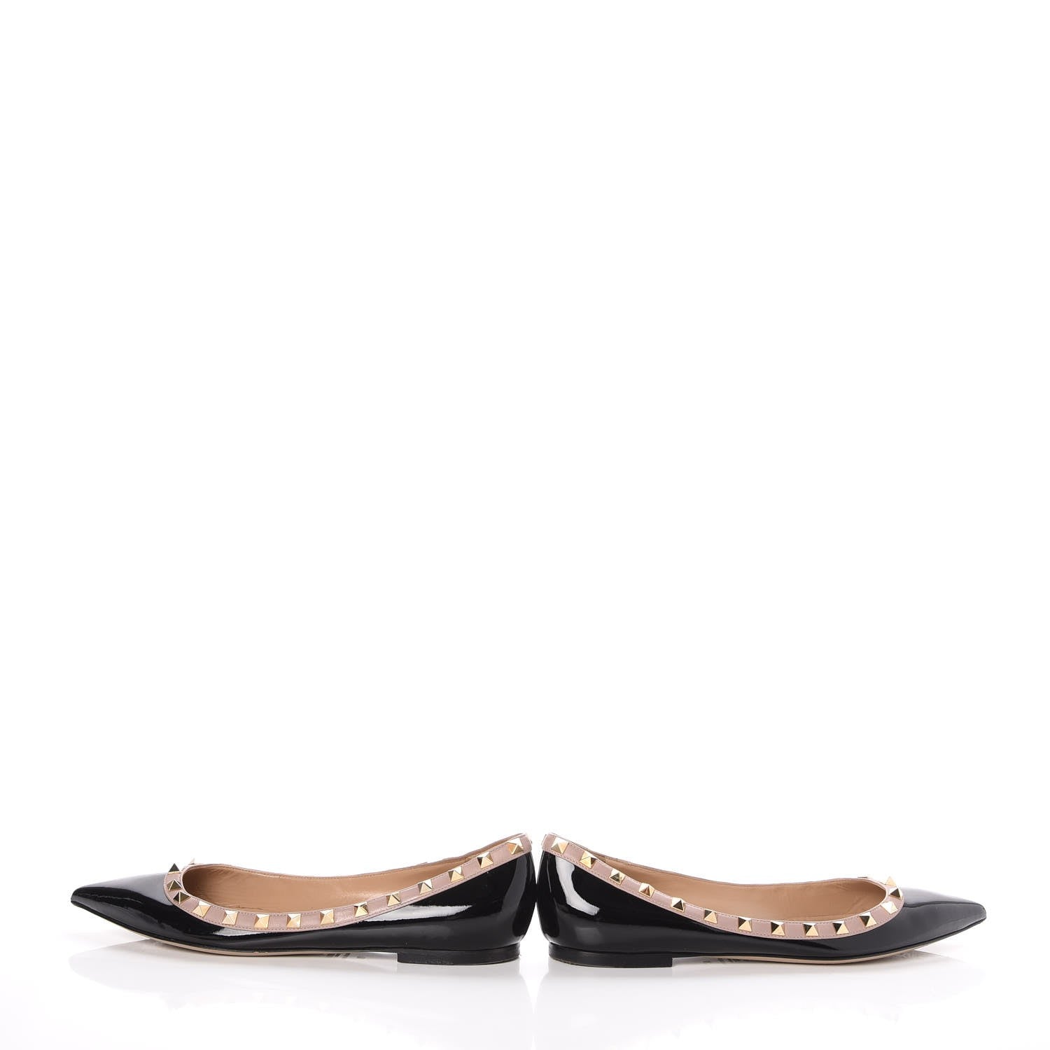Valentino Garavani Patent Rockstud Ballerina Flats 39 Black Poudre 6 of 10