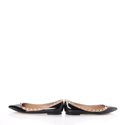 Valentino Garavani Patent Rockstud Ballerina Flats 39 Black Poudre 6 of 10