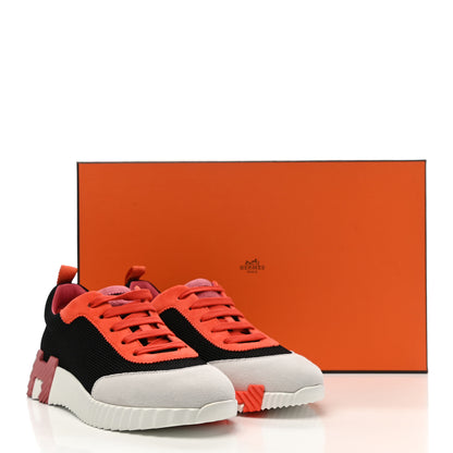 Hermes Technical Canvas Suede Goatskin Bouncing Sneakers 37.5 Black Multicolor 9 of 9