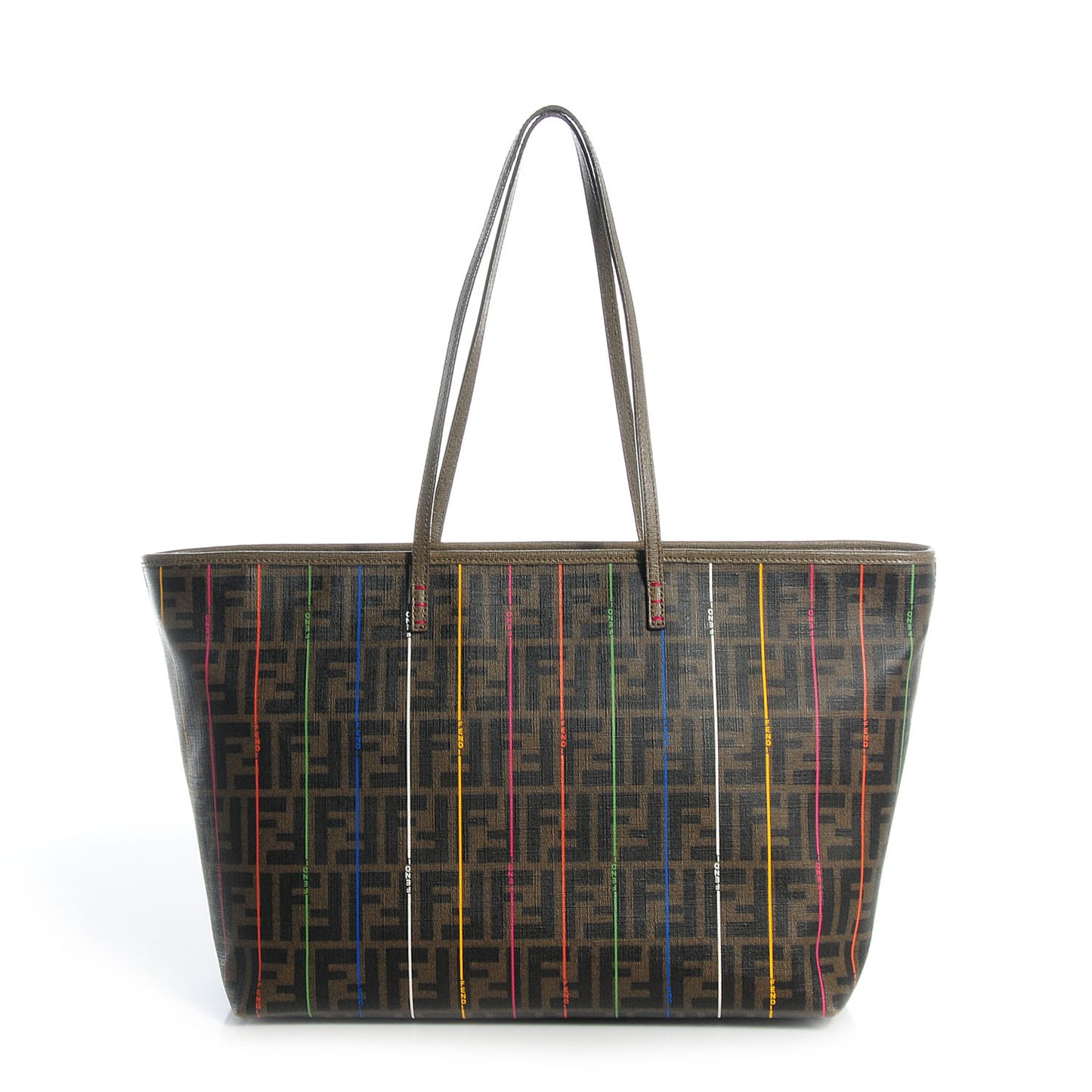 Zucca Spalmati Striped Large Roll Tote Tobacco Multicolor