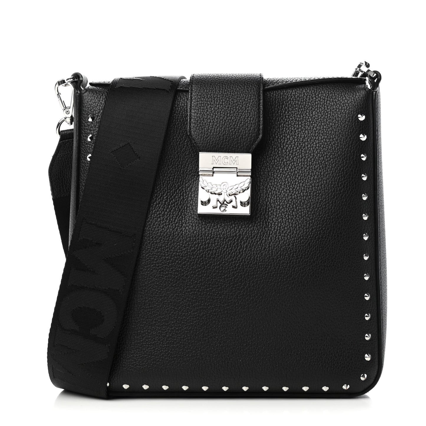 Grained Calfskin Medium Kaison Park Avenue Stud Crossbody Bag Black