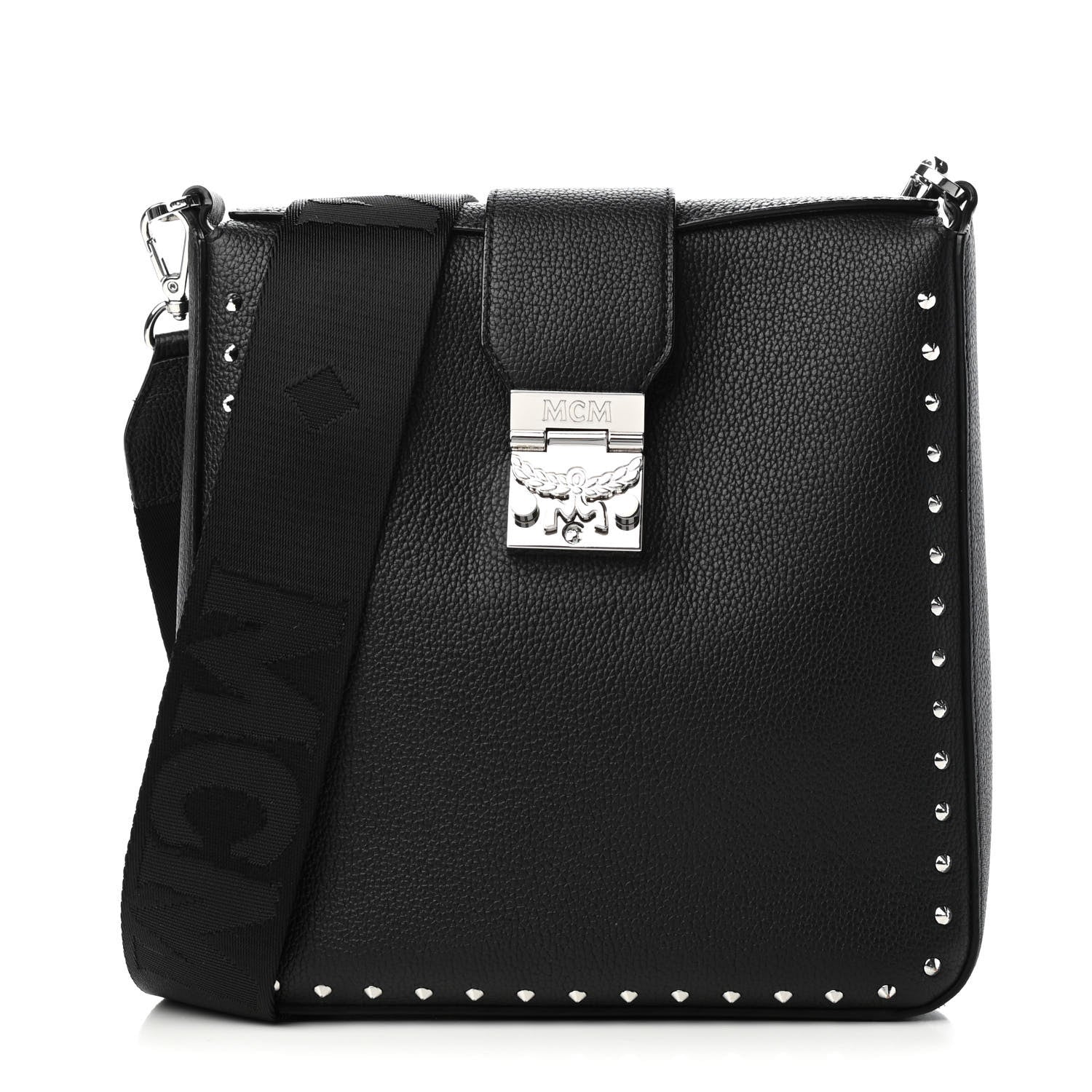 MCM Grained Calfskin Medium Kaison Park Avenue Stud Crossbody Bag Black 1 of 9
