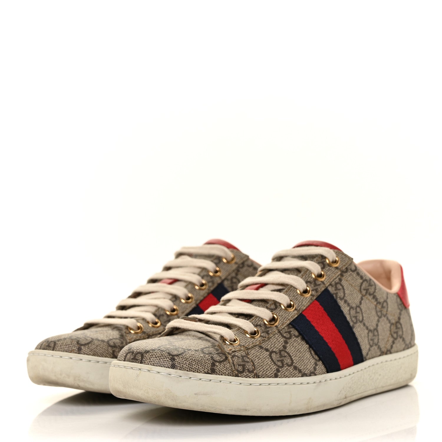 Gucci GG Supreme Monogram Womens Ace Low-Top Sneaker 35.5 Beige 3 of 9