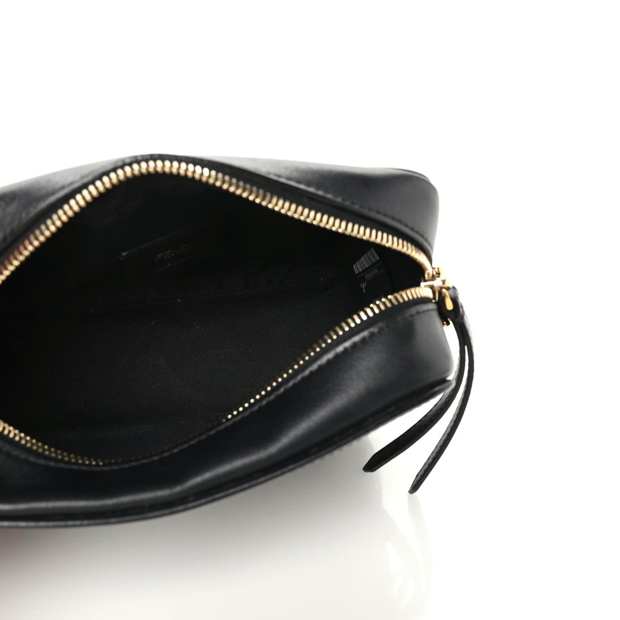 Fendi Glazed Fabric Vitello Century FF 1974 Stamp Patch Mini Camera Case Mogano Panna Black 7 of 9
