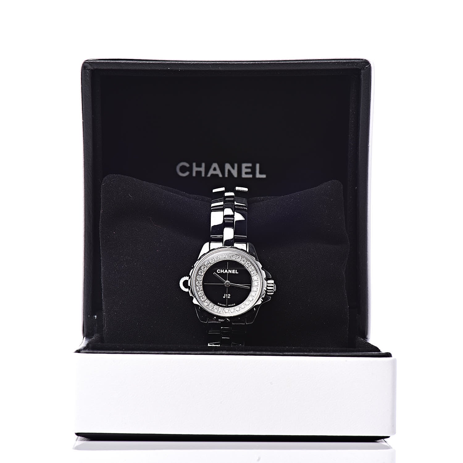 Chanel Stainless Steel Ceramic Diamond Bezel 19mm J12 Quartz Watch Black 8 of 8