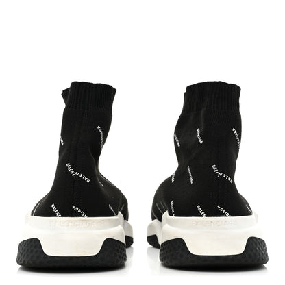 Balenciaga Neoprene Knit Allover Logo Bi-Color Sole Mens Speed Sneakers 11 Black White 4 of 9