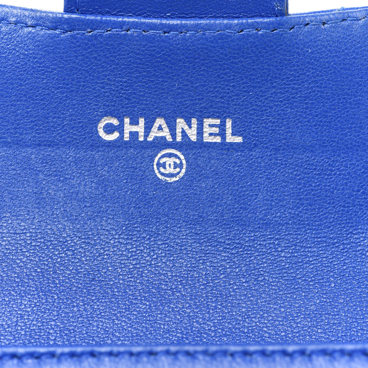 Lambskin Quilted Flap Card Holder Royal Blue
