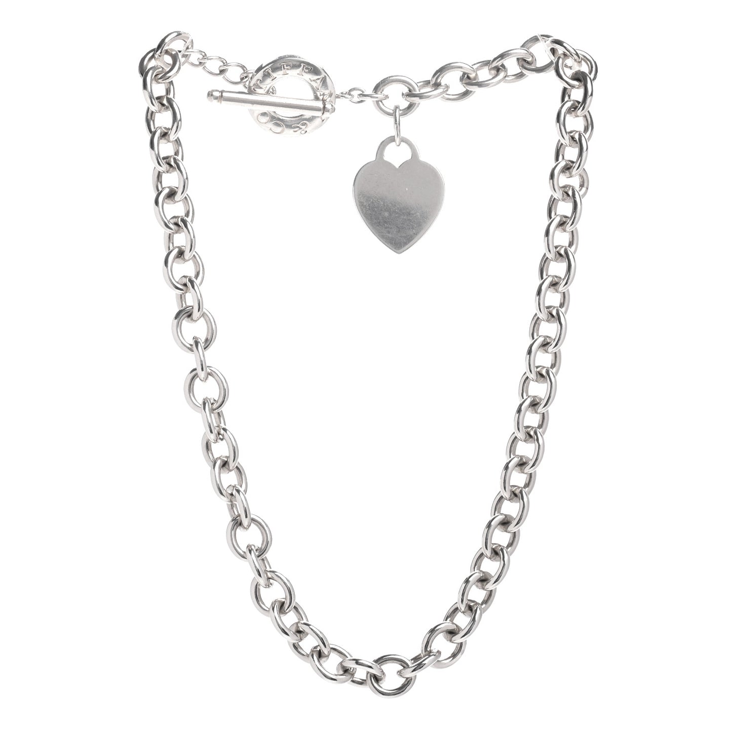 Sterling Silver Heart Tag Toggle Necklace