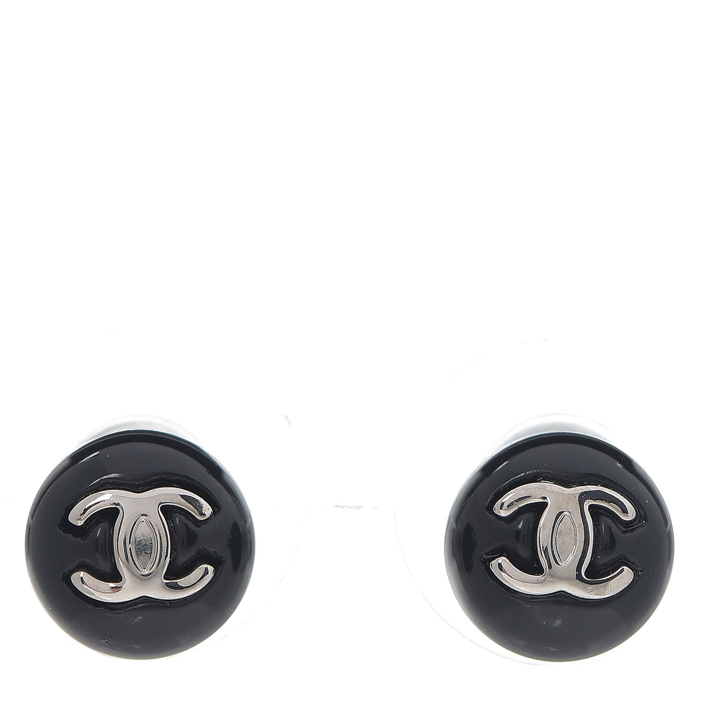 Enamel CC Earrings Black Silver