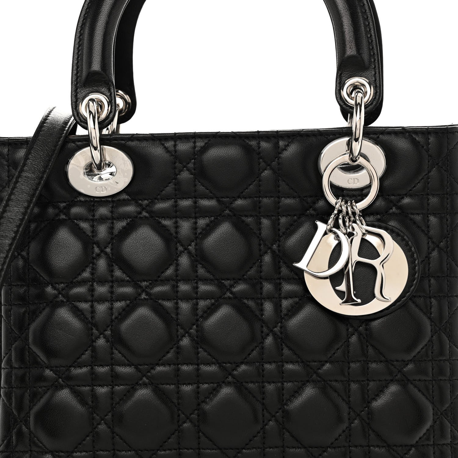 Christian Dior Lambskin Cannage Medium Lady Dior Black 7 of 9