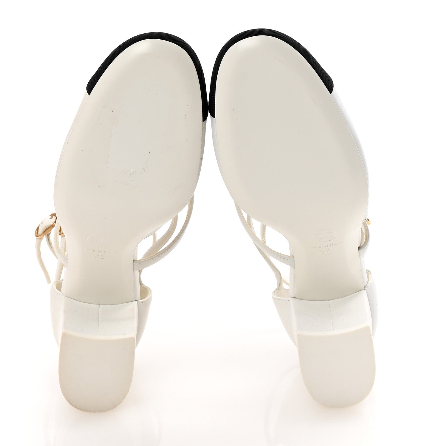 Chanel Lambskin Grosgrain Bow Camellia Mary Jane Pumps 38 White Black 6 of 11