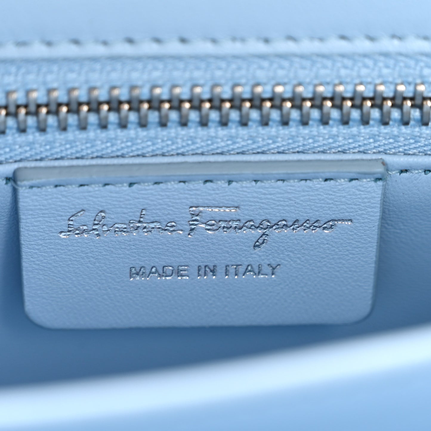 Brushed Off Calfskin Mini Iconic Top Handle Bag Sky Blue