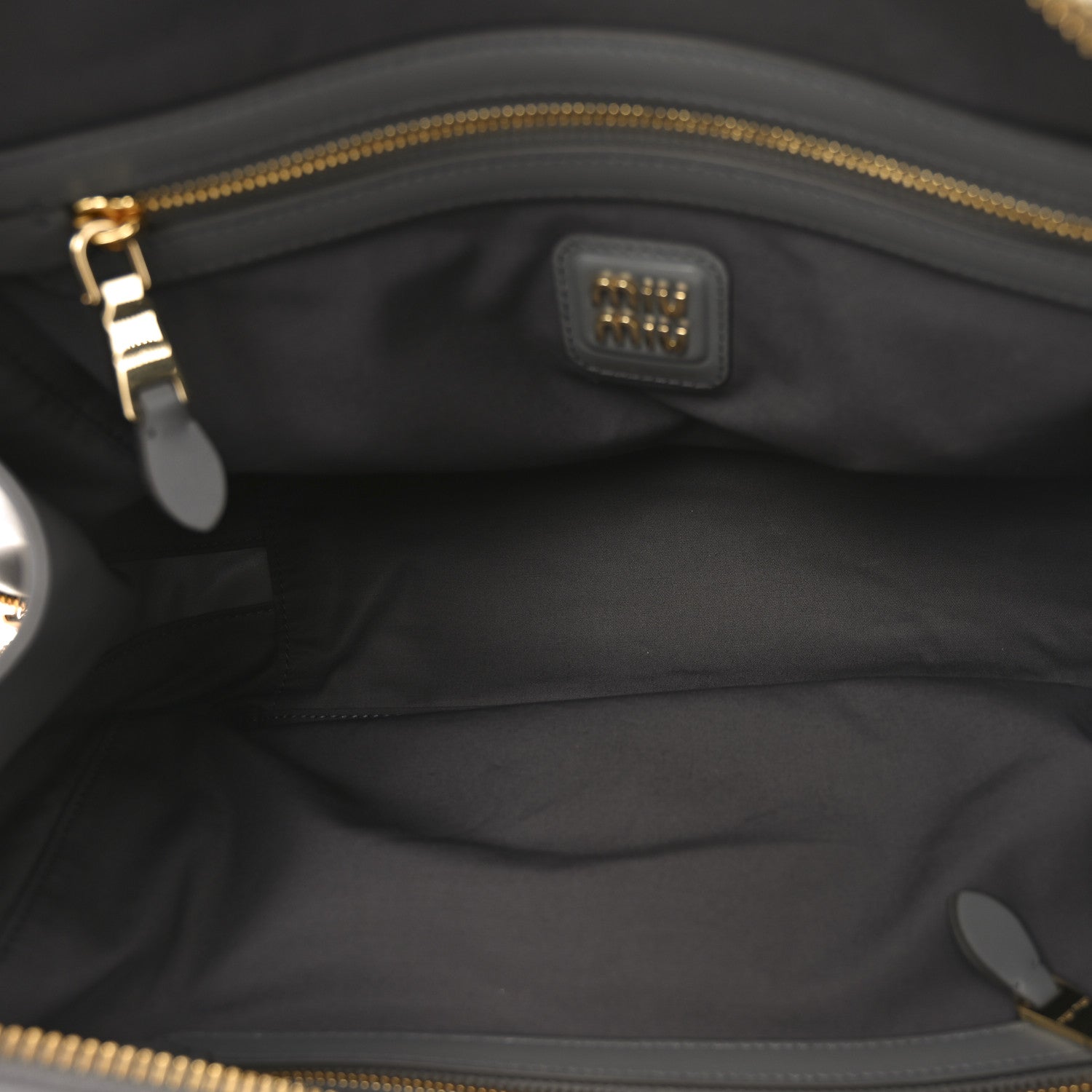 Miu Miu Soft Calf Softy Large Beau Top Handle Bag Marmo White 5 of 9