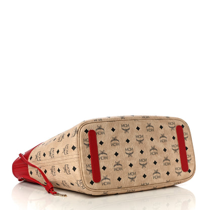 MCM Visetos Shopper Tote Beige Red 5 of 12