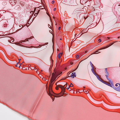 Hermes Silk De Tout Coeur Scarf 90 Vieux Rose Rose Pale Violine 3 of 7