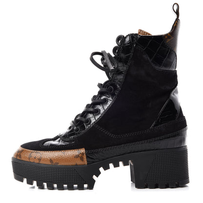 Louis Vuitton Suede Calfskin Reverse Monogram Laureate Platform Desert Boots 36 Black 1 of 9
