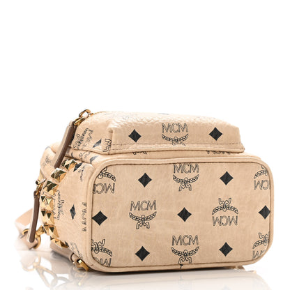 MCM Visetos Side Stud X-Mini Stark Bebe Boo Backpack Beige 4 of 10