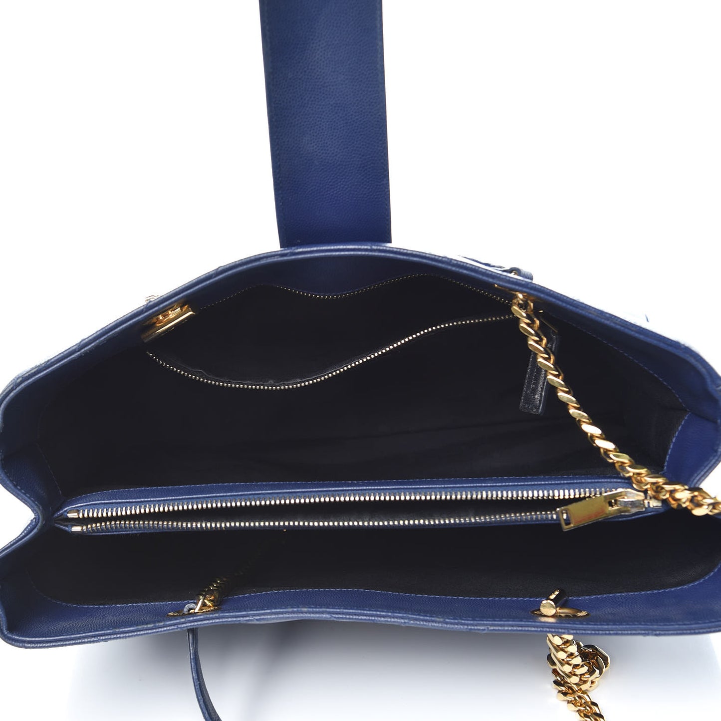 Grain De Poudre Matelasse Chevron Monogram Shopping Bag Deep Marine