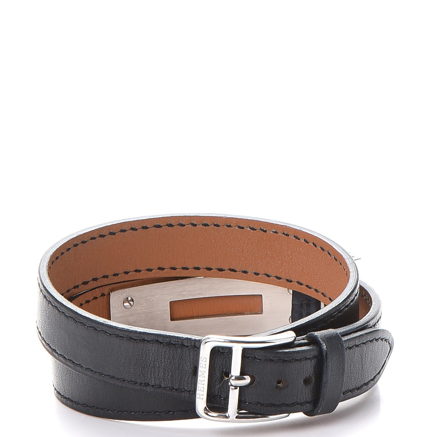 Hermes Stainless Steel Barenia 20mm Kelly Cadena Double Tour Quartz Watch Noir 4 of 9