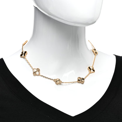 Van Cleef & Arpels 18K Yellow Gold 10 Motifs Guilloche Vintage Alhambra Necklace 2 of 5