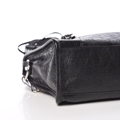 Balenciaga Agneau Classic Silver Hardware S City Logo Strap Black White 9 of 10