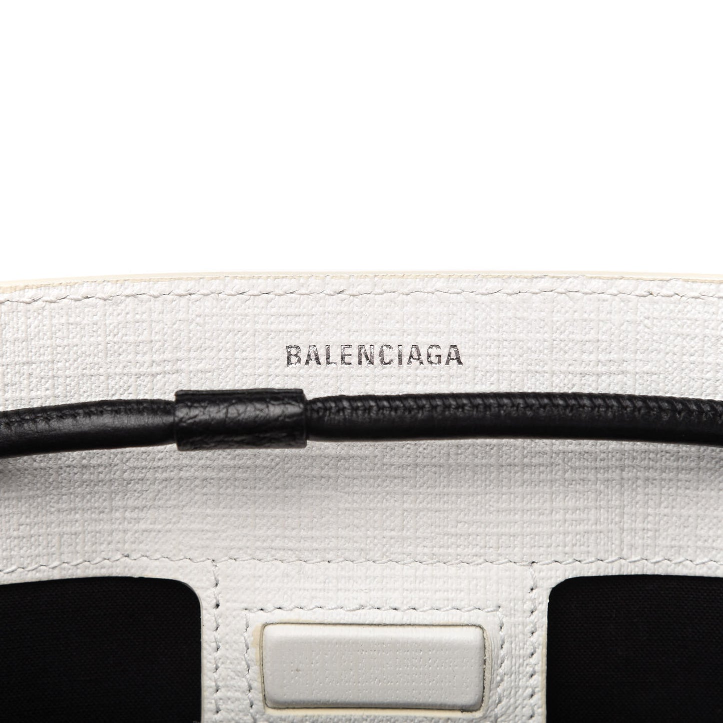 Calfskin Small Logo North South Shopping Tote White
