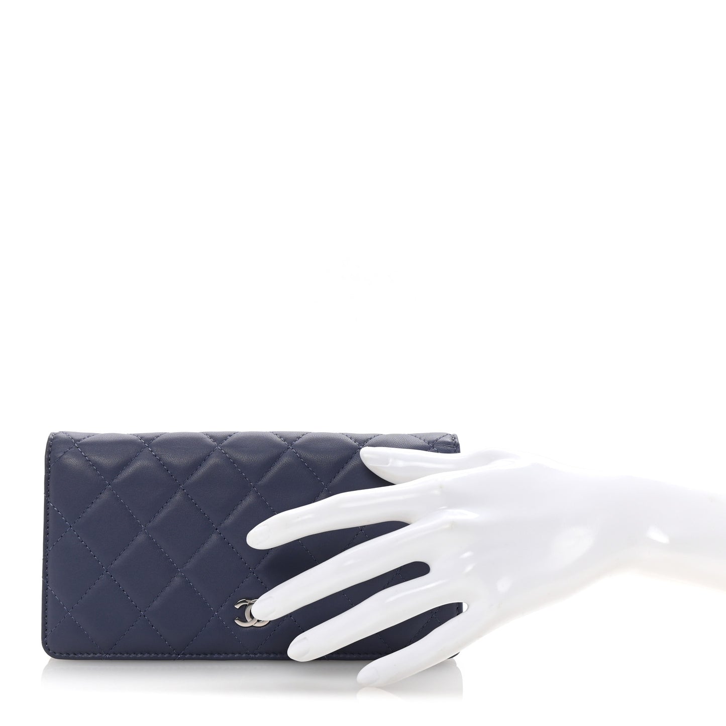 Lambskin Quilted Yen Wallet Purple