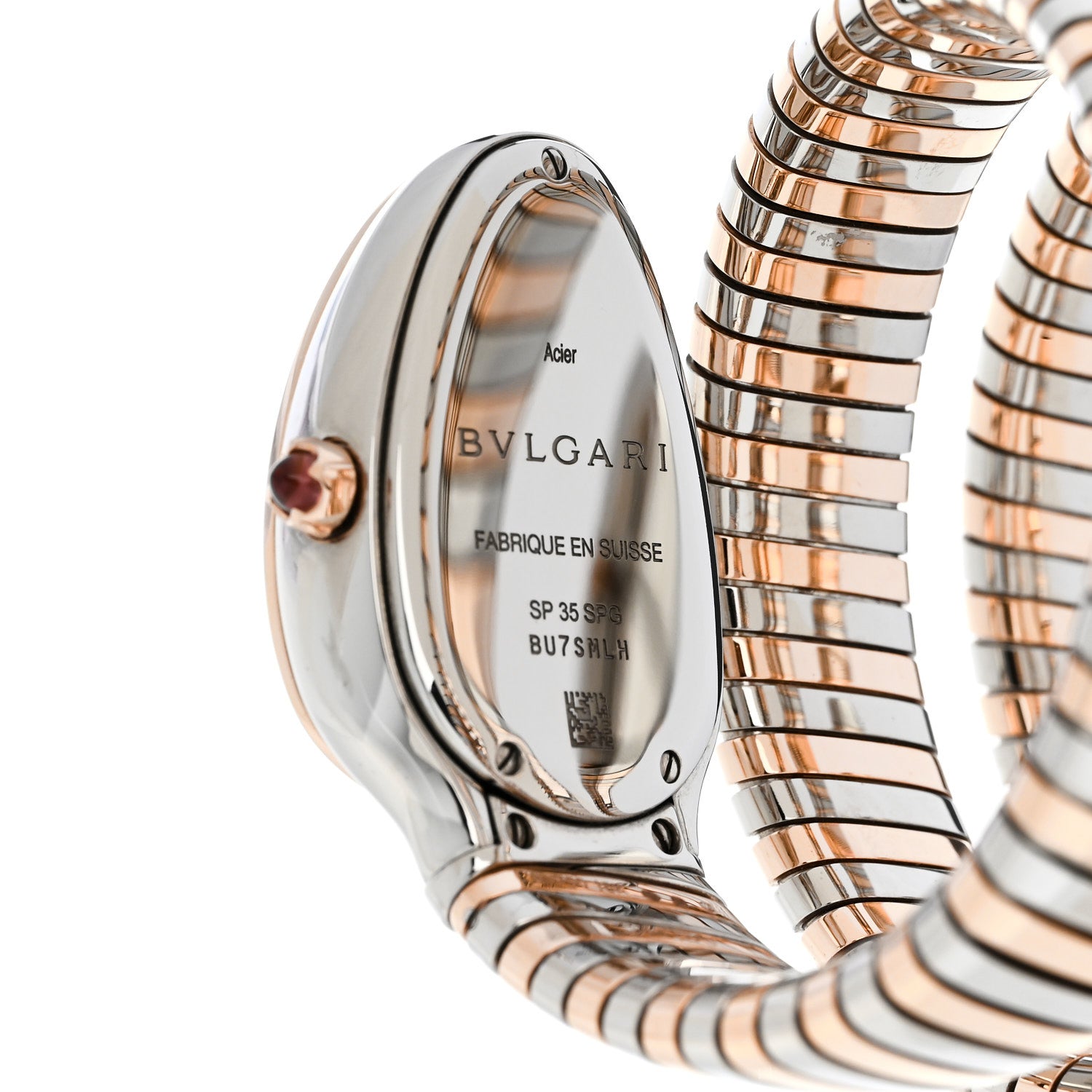 Bulgari Stainless Steel 18K Rose Gold Diamond Bezel 35mm Serpenti Tubogas Double Spiral Quartz Watch Black 4 of 4