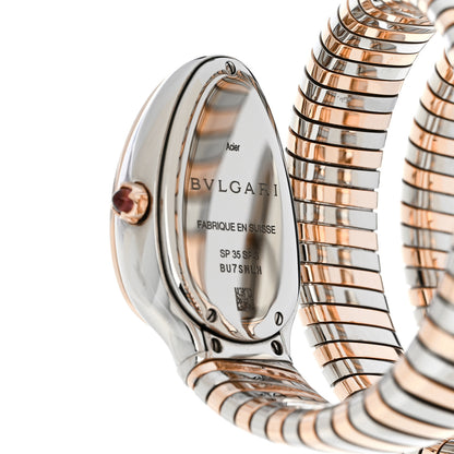 Bulgari Stainless Steel 18K Rose Gold Diamond Bezel 35mm Serpenti Tubogas Double Spiral Quartz Watch Black 4 of 4