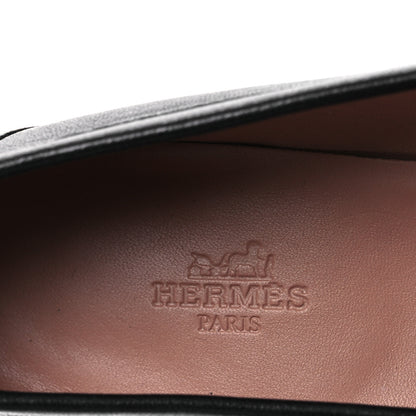 Hermes Goatskin Womens Paris Loafers 37 Black 9 of 12