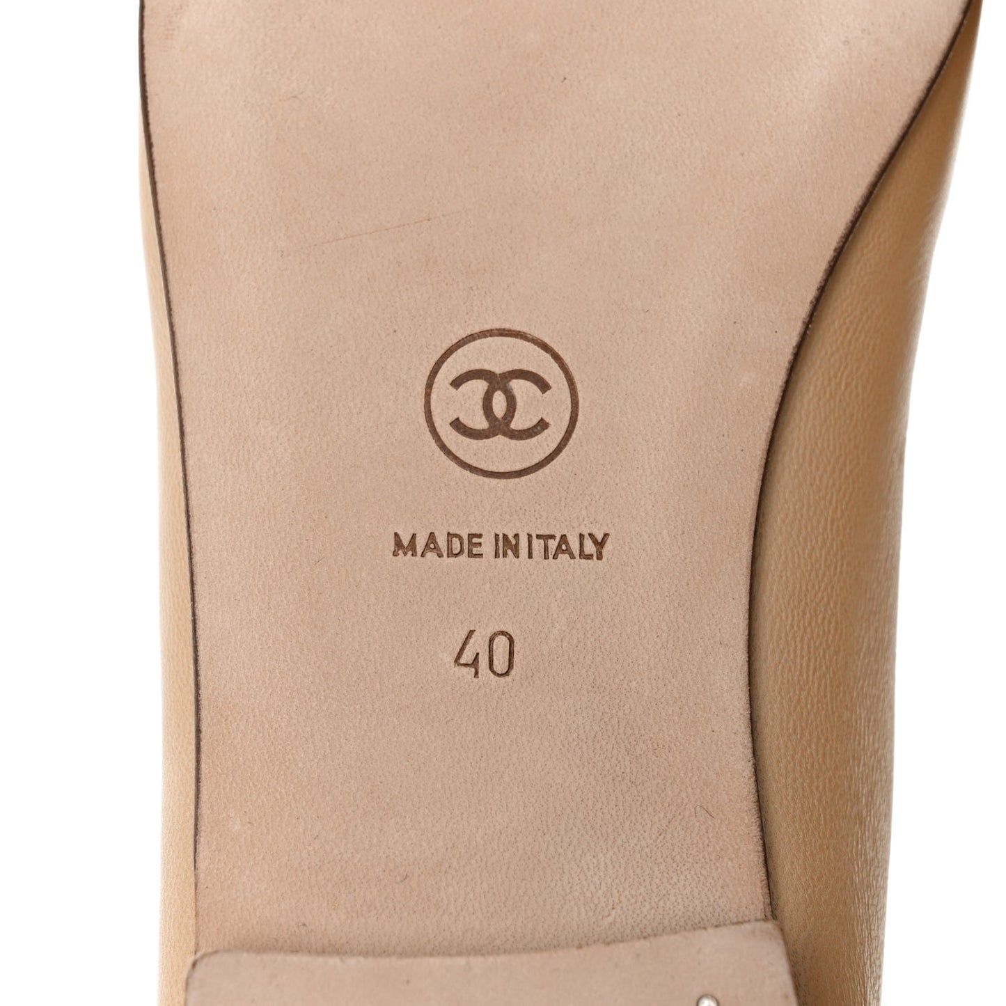 Lambskin Cap Toe CC Ballerina Flats 40 Beige Black