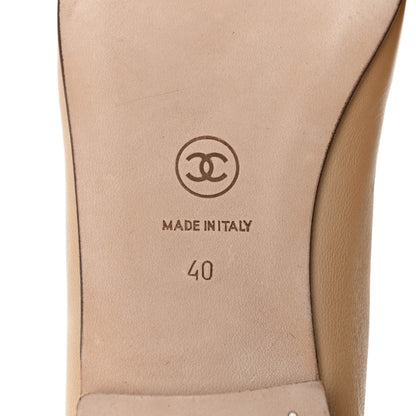 Chanel Lambskin Cap Toe CC Ballerina Flats 40 Beige Black 6 of 7